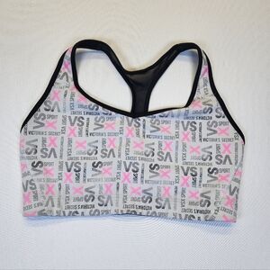 ​Victoria's Secret VSX SPORT Pink Logo Print Racerback Athletic Sports Bra Large
